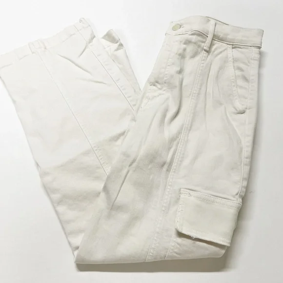 MOTHER Denim Womens Cream Puffs The Rambler Cargo Ankle High Waist Jean Size 29